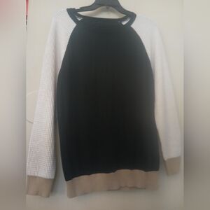 NWOT Womens Guess Colorblock Ribbed Sleeve Sweater Fitted Size Small